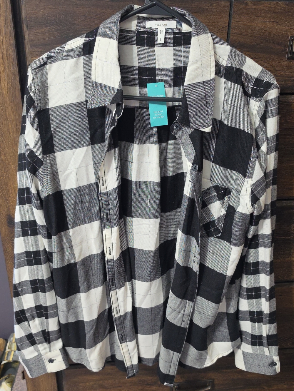Maurices Black & White Plaid Button-Up Shirt